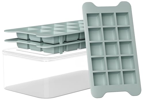 Ice Cube Tray for Freezer with Bin: Easy Release Ice Cube Maker with Covered Ice Holder - 3pack Ice Trays for Making 1.5inch Icecubes - Icebox with Lid Ice Cube Tray for Freezer with Bin: Easy Release Ice Cube Maker with Covered Ice Holder - 3pack Ice Trays for Making 1.5inch Icecubes - Icebox with Lid