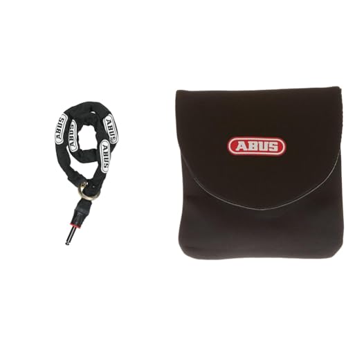 ABUS Rahmenschloss-Einsteckkette – Adaptor Chain 2.0 8KS & Fahrradschloss-Tasche ST 5850/5650/4960 - Transporttasche für Kettenschlösser zur Befestigung am Gepäckträger, Schwarz