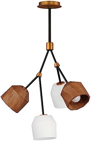 Maxim Lighting 28274DBZAB I Akimbo Collection 21 Inch Four Light LED Pendant I Dark Bronze and Antique Brass Finish I Modern Contemporary Light Fixture I Adjustable Height I
