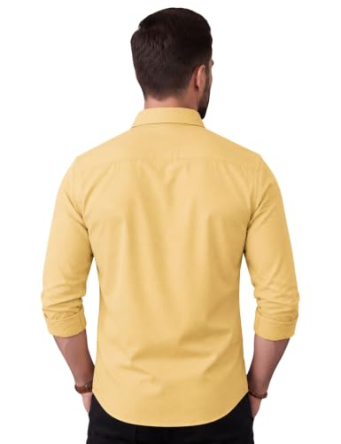 Image of NexaFlair Men's Regular Fit Solid Pattern Laffer Cotton Shirt with Long Sleeve Collared Neck Standard Length and Button Down Closure Type | Mens Casual Shirts | Man's Formal Shirts