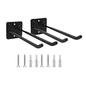 Folpus 2pcs Wandhaken, Garagenspeicherhaken, Leitern Metallschuppen Gartenwerkzeuge Workshop -Geräteorganisator, Schwerdetition, Schwarz