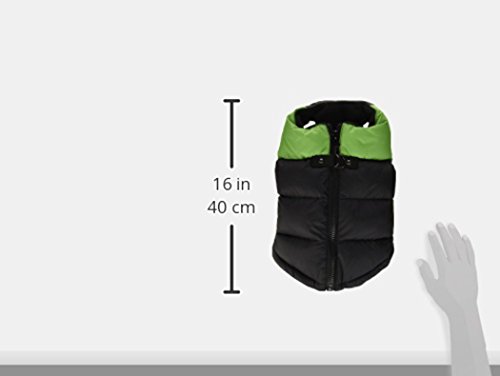 Image of Gooby Padded Vest Dog Jacket - Green, Medium - Warm Zip Up Vest Fleece Jacket with Dual D Ring Leash Water Resistant for Small to Medium Dogs