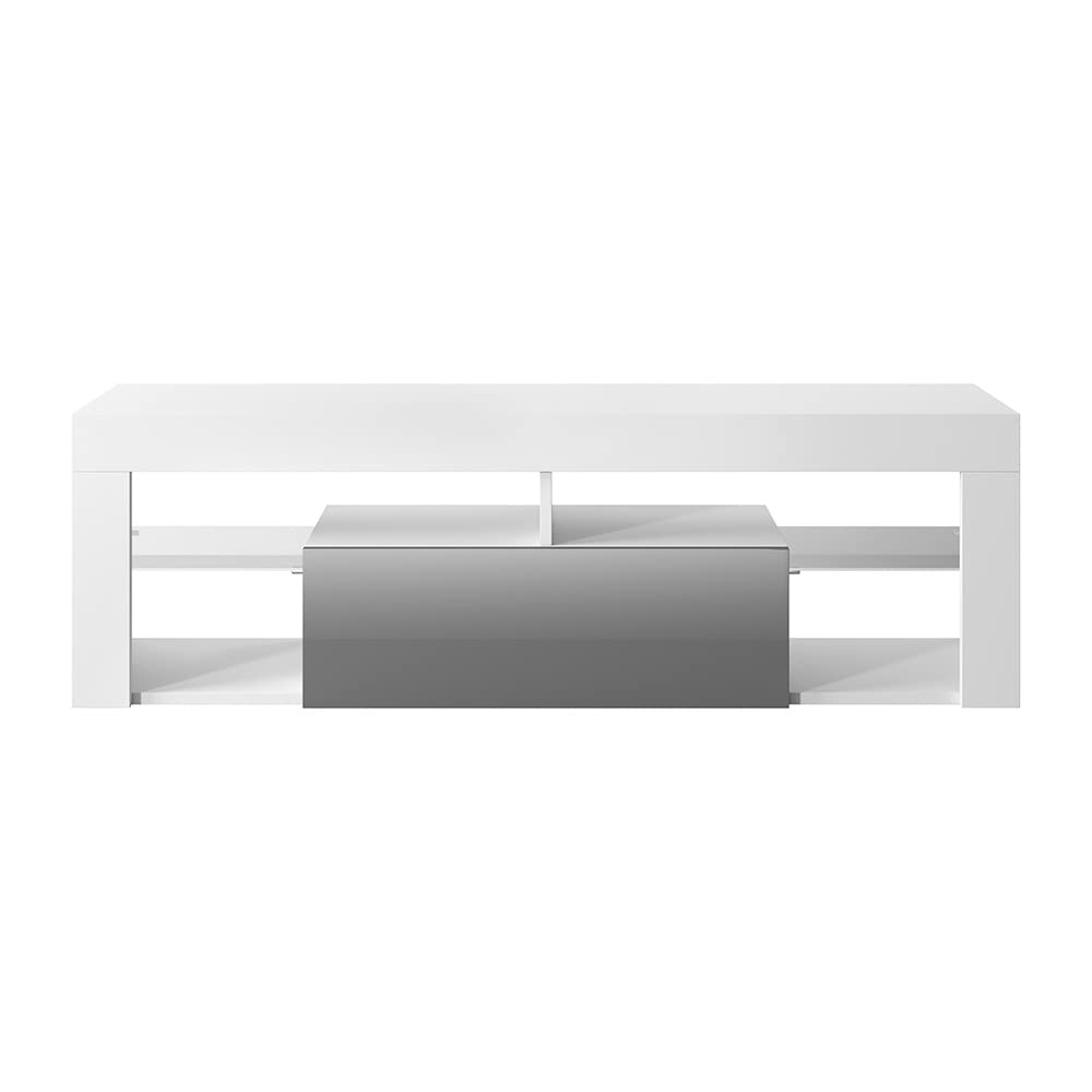 Selsey Bianko - Meuble TV/Banc TV 140 cm (Blanc/Gris)