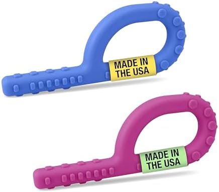 ARK Textured Grabber® Sensory Chew Bundle – Soft & Tough Oral Chewy Fidget Toys – Sensory Development for Children & Adults, Medical-Grade, USA-Made – Magenta, Royal Blue image 2