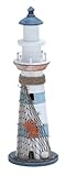 Deco 79 Wood Light House Decorative Sculpture Home Decor Statue with Netting, Accent Figurine 6' x 6' x 16', Blue