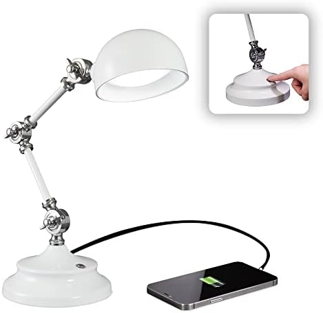 OttLite Pharmacy Adjustable LED Desk Lamp with USB Charging, Prevention Series - Designed to Reduce Eyestrain, 3-Point Adjustable Neck, 3 Brightness Settings with Touch Controls - Office Work, Reading