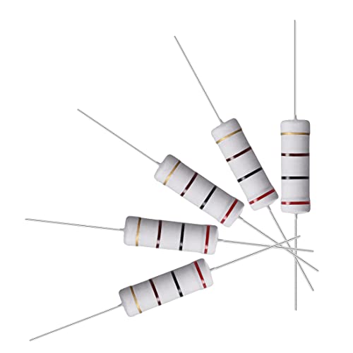 sourcing map 10Pcs 200 Ohm Resistor, 5W 5% Tolerance Metal Oxide Film Resistors, Axial Lead, Flame Proof for DIY Electronic Projects and Experiments