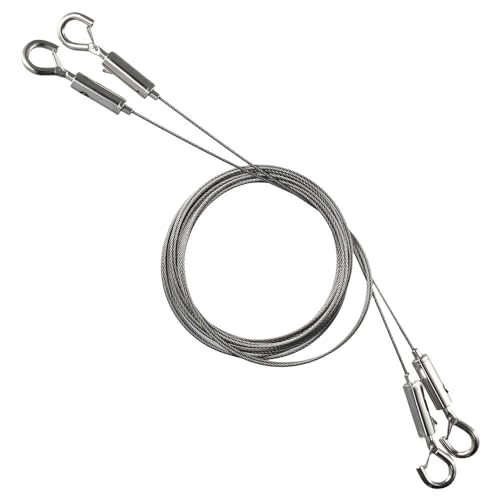 Image of 2 Pcs Picture Hanging Wire, Adjustable Mirror Frame Kit 2m x1.5mm Heavy Duty Stainless Steel Wire Rope with Hook Wall Mount Wire for Mirror, Picture Frame, Light Hold Up to 24kg