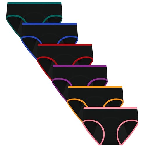 Nalwort Teen Girls Period Underwear Menstrual Period Panties Leak-Proof Organic Cotton Protective Briefs Pack of 6