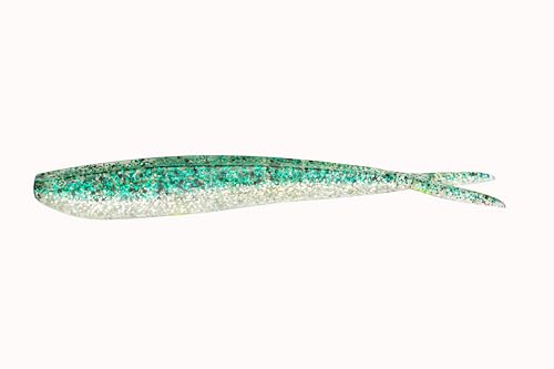 Lunker City Fishing Fin-S Fish 4" Split Tail Soft Plastic Jerk Bait Minnow Original Walleye and Bass Lure, 10 Per Bag, Made in The USA - 46 Emerald Ice