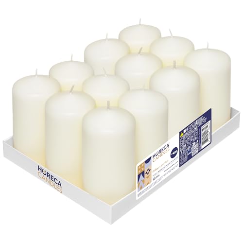 Horeca Candles - Stumpenkerzen - Elfenbein - Ø 6 x 12 cm - 12er Set...