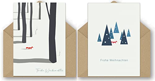 24 umweltfreundliche Weihnachtskarten - mit zwei verschiedenen Fuchsdesigns Cover