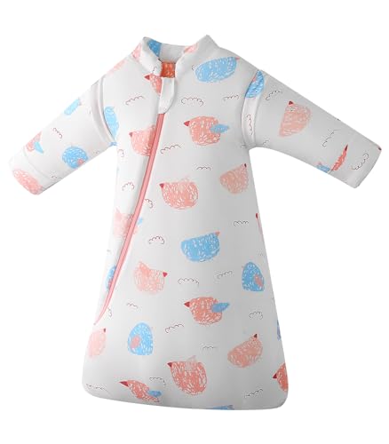 Baby Sleep Bag for Newborn Cute Bird Blanket Swaddle Wrap for Baby Boy and Girl Machine Washable Grow Bag with Removable Long Sleeves 12-24 Months/73-85cm
