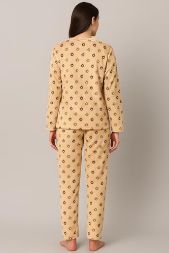 Image of CAMEY Women's Printed Full Sleeve Round Neck /V-Neck Top and Pajama Pants with Pockets