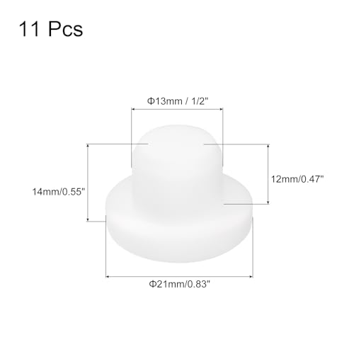 Image of MECCANIXITY 11pcs T-Shaped Silicone Plugs 13mm 1 /2 Inch Dia Snap in Plug Hole Seal Cover Round Rubber Stopper for Kitchen Rubber Bulkheads Waterproof Sealing Plugs White