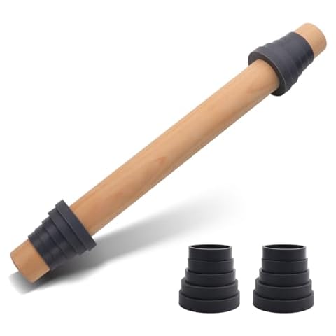 Adjustable Wood Rolling Pin with Thickness Rings Cover