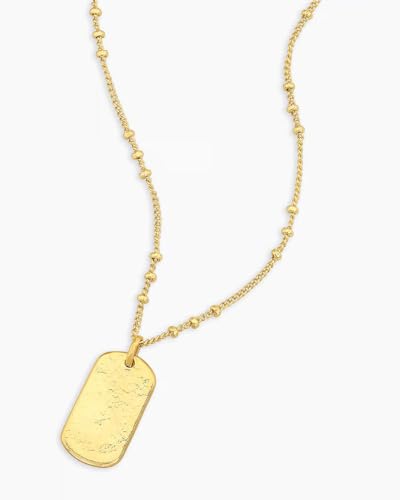 gorjana - Griffin Dog Tag Necklace 19 inch - 18k Gold Plated or Silver Plated - Spring Ring Closure, Cross-Hatched Texture - Lightweight and Perfect for Layering - Long-Lasting2