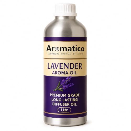 Image of AROMATICO Lavender Diffuser Oil with Strong, Long-Lasting Aroma. Premium Aroma Oil for Homes, Offices & Showrooms. Aromatherapy, Diffusers, Air Purifiers, Vaporizers - 1 L (1000 ml)