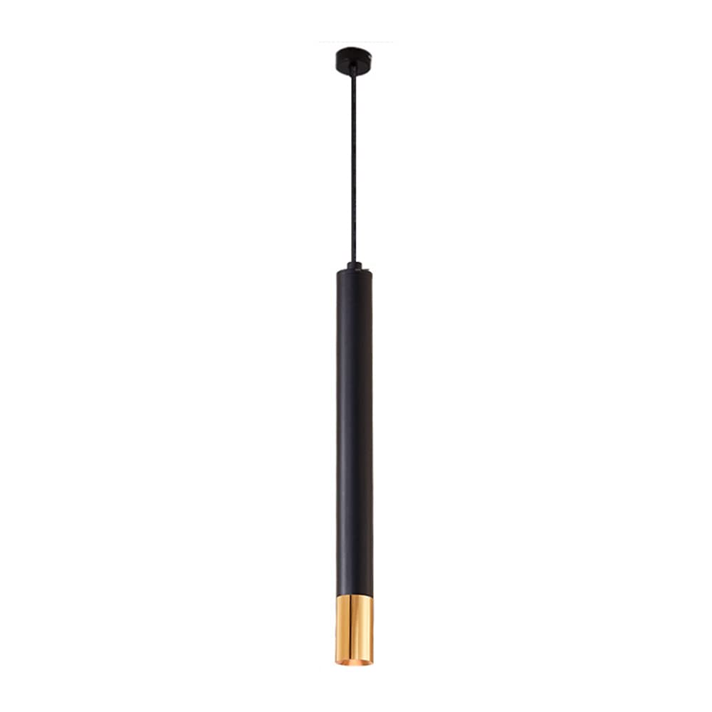 Abinlina Black LED Chandelier Long Tube Hanging Light - Single Head Aluminum Cylindrical Suspension Lamp for Bedroom Ceiling Downlights (3 * 50Cm)