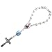 Handmade Immaculate Heart of Mary 1-Decade Rear View Mirror Car Rosary with White and Blue Beads