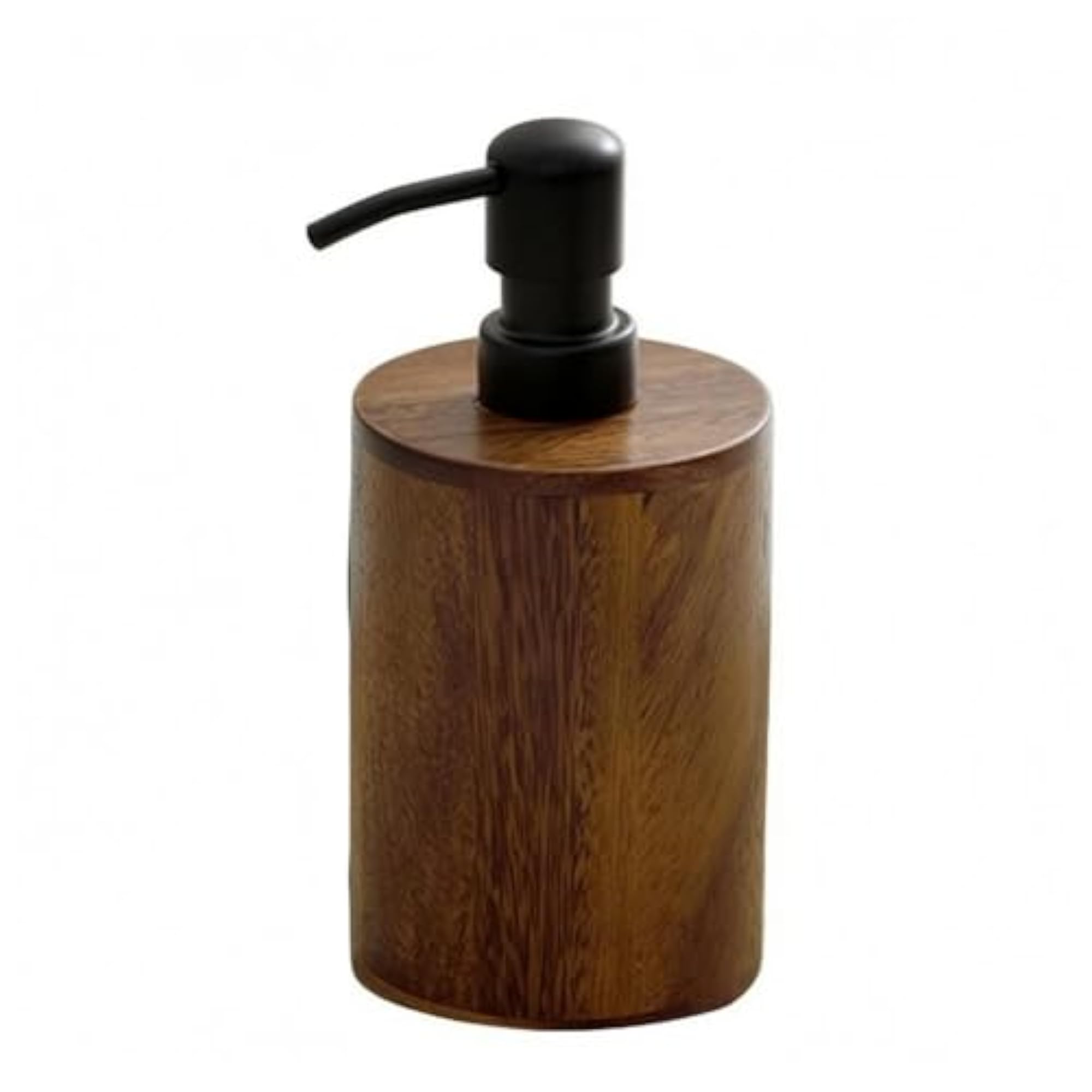 Round Lotion Dispenser Bottle, Natural Wood Look