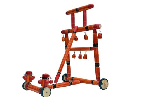 Woodkaari Wooden Baby Walker Nadai Vandi Toodlers for Kids for 1-2 Years