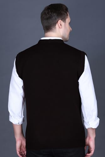 Image of V Neck Cardigans for Men - Woolen Sleeveless Sweater for Man Winter Wear