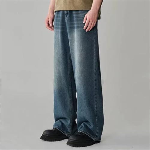 Men’S High Waist Wide Leg Jeans Mid Waist Loose Fit Straight Denim Pants Casual Zipper Fly Plaid Design Jeans3