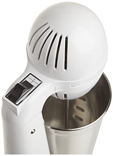 Image of Hamilton Beach DrinkMaster Electric Drink Mixer, Restaurant-Quality Retro Milkshake Maker & Milk Frother, 2 Speeds, Extra-Large 28 oz. Stainless Steel Cup, White