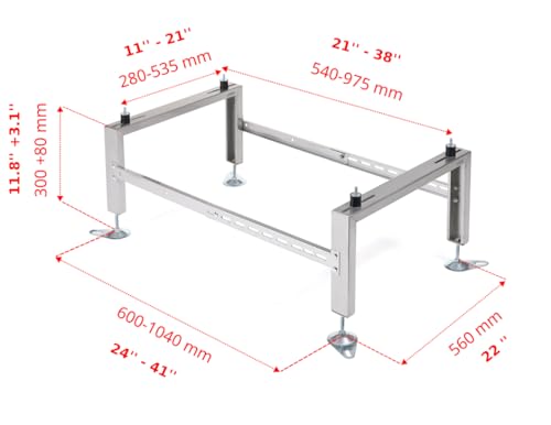 STERR Wärmepumpe Bodenständer mit einer Belastbarkeit von 500 kg - HSA500 - Klimaständer aus rostfreiem Stahl - Robustes Klimaanlage Zubehör - Einstellbar - Max. 1040x560x300 mm