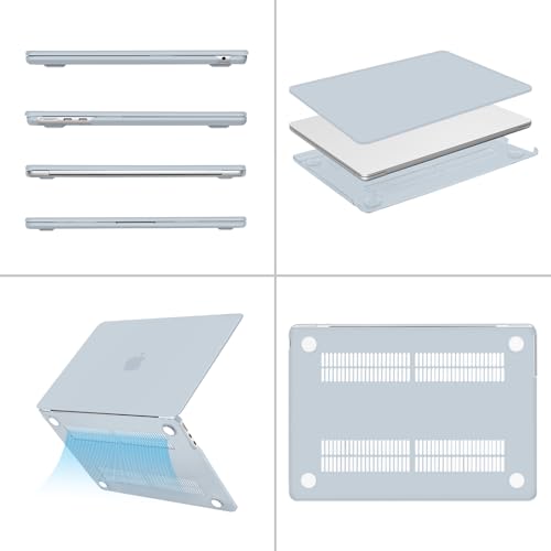 Image of MOSISO Compatible with MacBook Air 13 inch Case M5 2026 M4 2025 M3 M2 2024-2022 A3449 A3240 A3113 A2681, Hard Shell&Keyboard Cover&Screen Film&Type C for MacBook Air 13.6 inch Case, Baby Blue