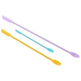 INOOMP 3 Stück Silikonschaber für Marmeladengläser und Kosmetikflaschen Flexibler Kleiner Spatel mit Langem Griff Bpa Frei Vielseitig für Küche und Beauty