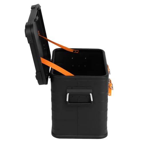 Alubox Alukiste abschließbar E31B - Premium Aluminium Lagerbox 31 Liter - Deckel mit Aluminium Druckguss Stapelecken und Gummidichtung - inklusive Schlösser - schwarz lackiert