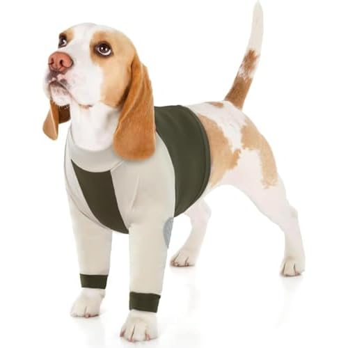 LeLePet Dog Recovery Suit for Front Legs, Dog Sleeve to Stop Licking, Elbow Protector for Leg Injuries Shoulder Wounds After Surgery Male Female,Zippe