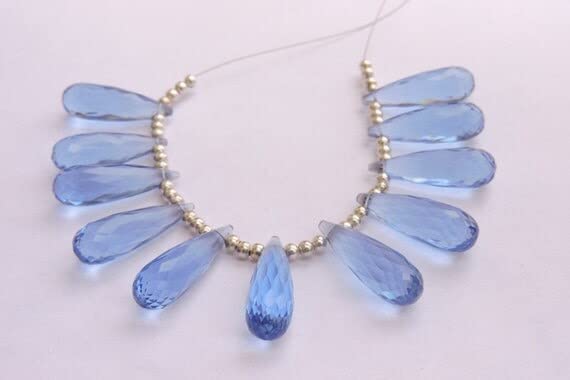 Iolite Blue Quartz facetté de qualité supérieure, briolette allongée LKBEADS 25x8mm