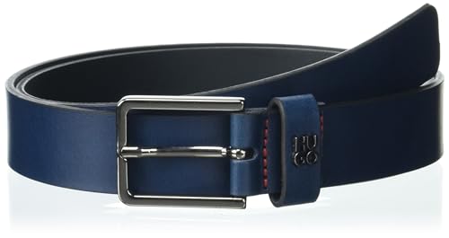 HUGO Stacked Logo Thin Buckle Leather Belt