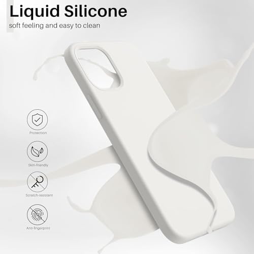 Image of VONZEE Microfiber Candy Case Compatible for iPhone 12 Smooth Touch Cushion Liquid Soft Silicone Gel Rubber Phone Cases Non-Slip Full Body Protective Shockproof Back Cover (White)