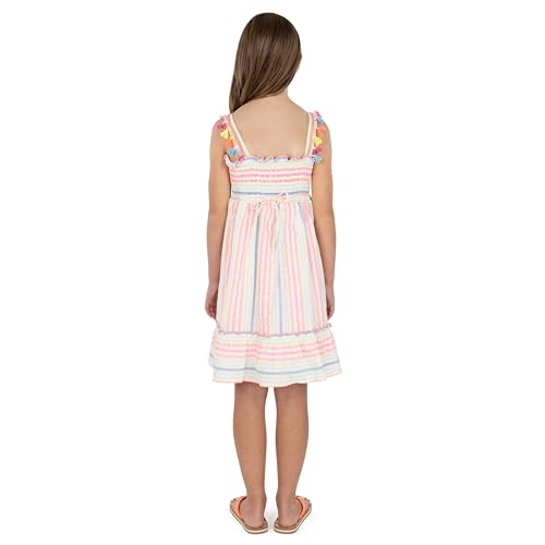 Speechless Girls' Striped Cotton-Linen Smocked Dress with Tassel Trim & Flounce Hem2