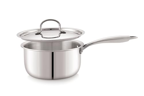 Image of Anjali Tattva Triply Stainless Steel Sauce Pan- 1500ml with SS Lid Heavy-Duty Triply Base Induction & Gas Compatible Even Heat Distribution-TVTSPL16