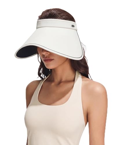 BENEUNDER Wide Brim Sun Hat for Women UPF50+ UV Protection Side Face Coverage Rollable Packable Beach Travel Vacation White