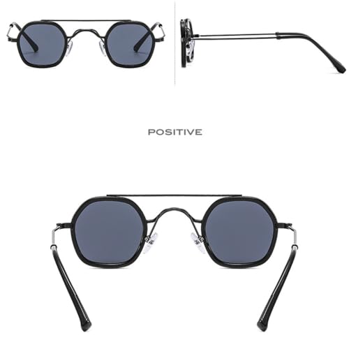 Lunettes de soleil rétro polygone à verres dégradés océan et double pont - 7
