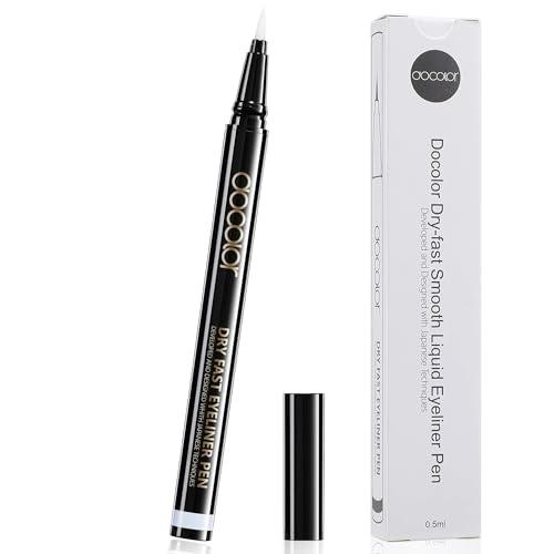 Waterproof Liquid Eyeliner Pen - White, Smudge Proof & Long Lasting - Hyper Precise Brush Tip for Beginners & Sensitive Eyes - Quick Drying, Intense Matte Ink - Vegan & Cruelty-Free