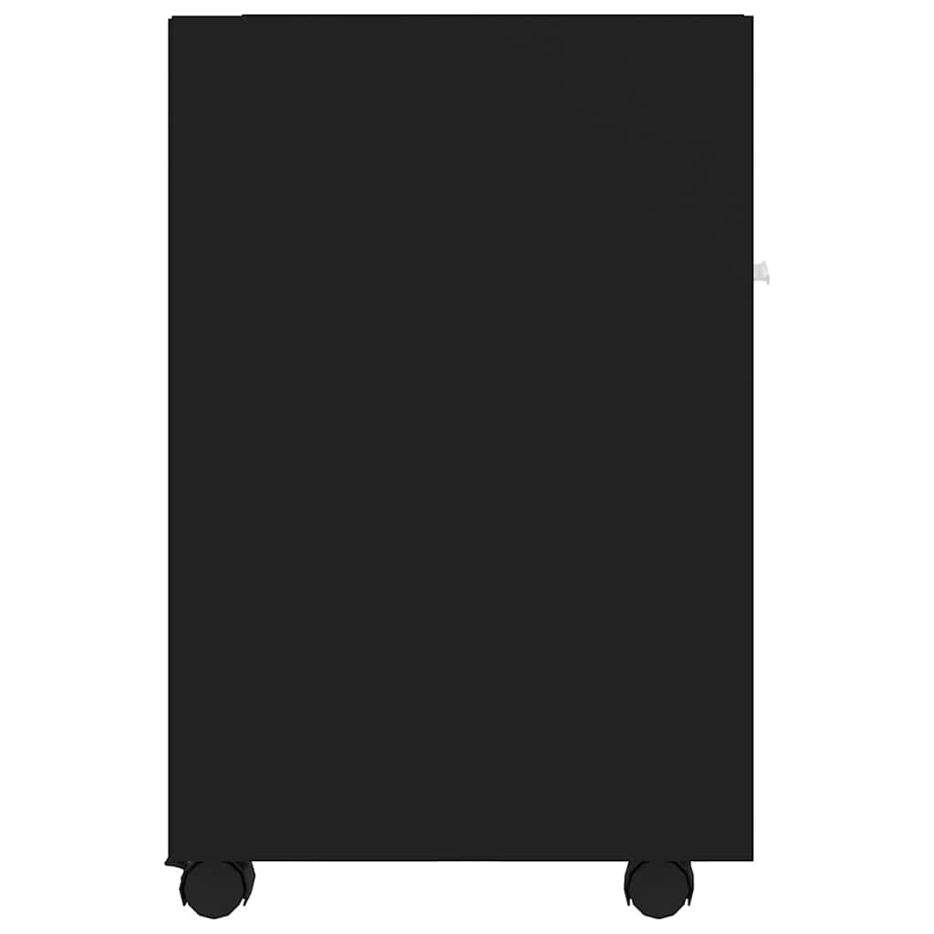 Beistellschrank mit Rollen Schwarz 33x38x60 cm Holzwerkstoff, Mehrzweckschrank mit Ablagefach und Türgriff, Ordnerschrank für Haushalt, Büro, Keller, Werkstatt, Flur, abschließbar, Stauraum
