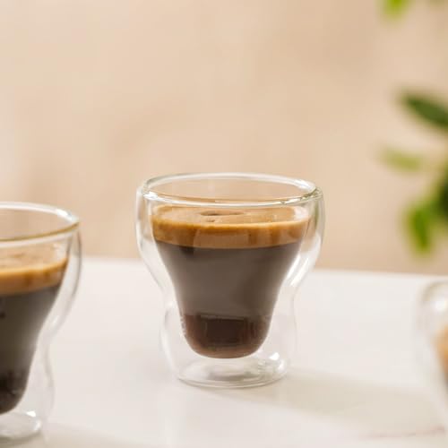 Image of Nestasia Set of 2 Double-Wall Tumblers (150ml) | Sleek, Glassware for Cold Beverages, Espresso, and Cocktails | Microwave & Dishwasher Safe, Lead-Free