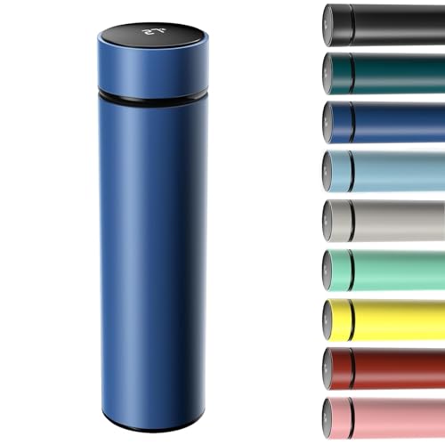 Homealexa Termo Taza de Viaje con Pantalla LED Táctil, 500ML Taza Térmica de Acero Inoxidable Doble Pared, Botella Aislada a Prueba de Fugas para Oficina, Escuela, Exterior