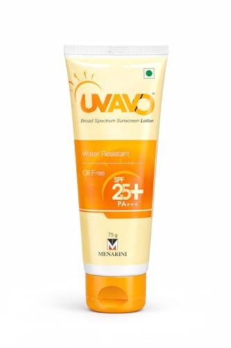 Image of UV-AVO Broad Spectrum Sunscreen Lotion SPF 25+ PA+++ | Water Resistant & Oil-Free | UVA & UVB Protection | 75 g (SPF 25)