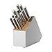 KitchenAid Slim Two-Tone Knife Block Set with Built-In Knife Sharpener, High Carbon Stainless Steel Kitchen Knives, Sharp Kitchen Knife Set with Block, 14-Piece, White