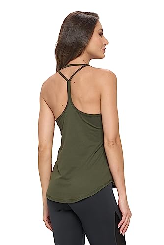 KNIT RIOT Women’s Muscle Tank Top – Sleeveless Strappy Y Back Soft Casual Yoga Active Athletic Workout Running T Shirts KR173 Olive S