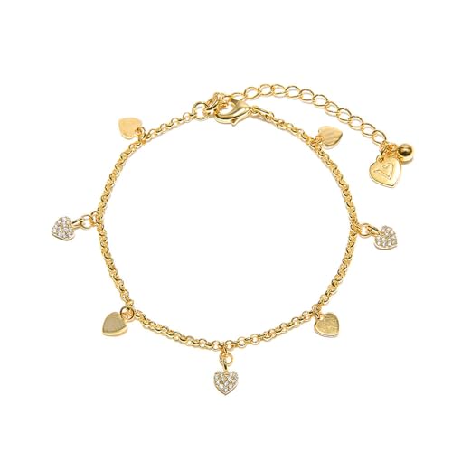 Pulsera de charms con circonitas chapada en oro y plata de elaboración artesanal