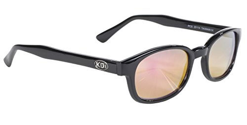 Pacific Coast Original KD's Biker Sunglasses (Black Frame/Clear Colored Mirror Lens)